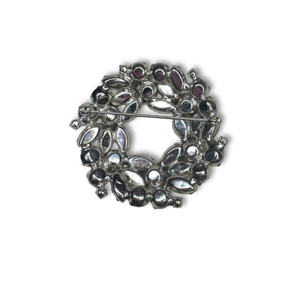 Weiss Silver Tone Clear Crystal Wreath Brooch Vintage - Picture 2 of 9